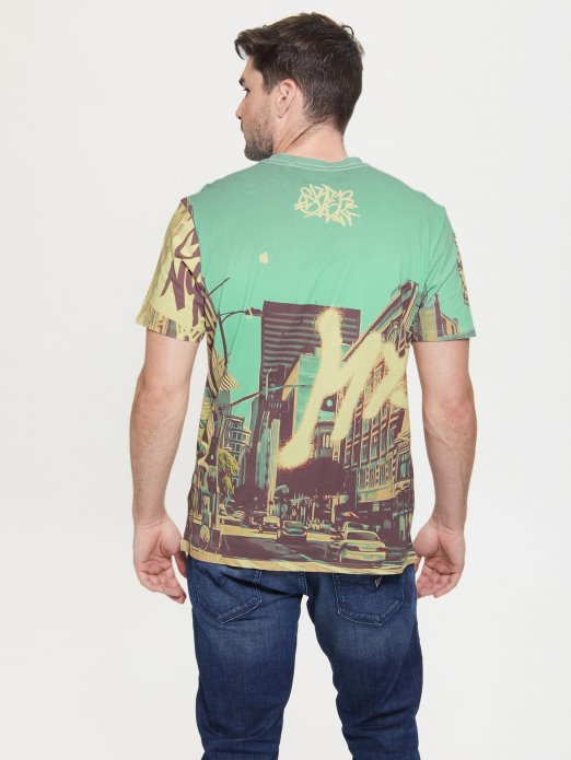 Guess Shopping Pure White Multi Eco Dtla Tee