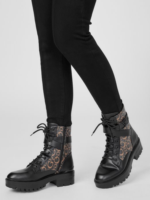 Guess Shopping Ravne Borbene čizme Crne1