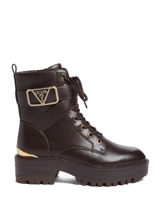 Guess Shopping Ravne Borbene čizme Tamno Smeđe