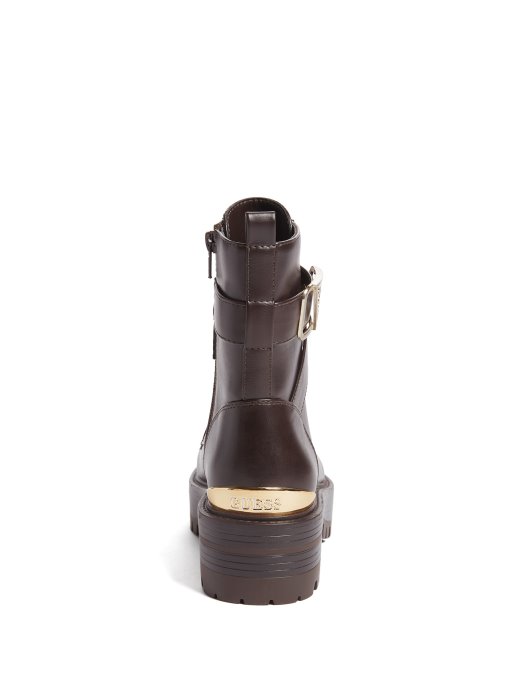 Guess Shopping Ravne Borbene čizme Tamno Smeđe