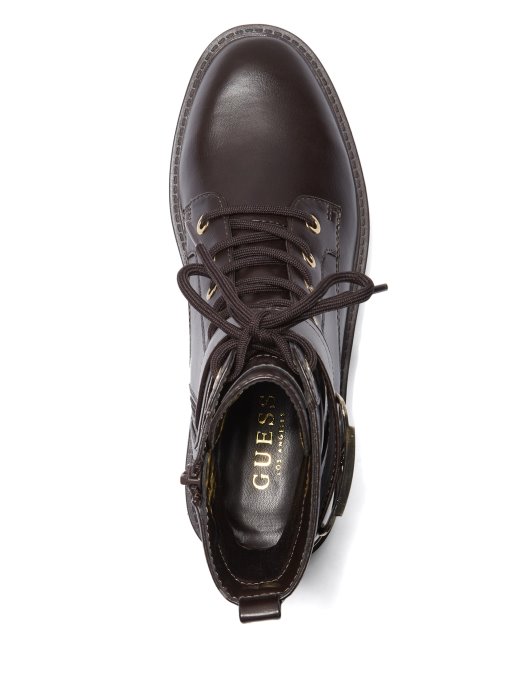 Guess Shopping Ravne Borbene čizme Tamno Smeđe