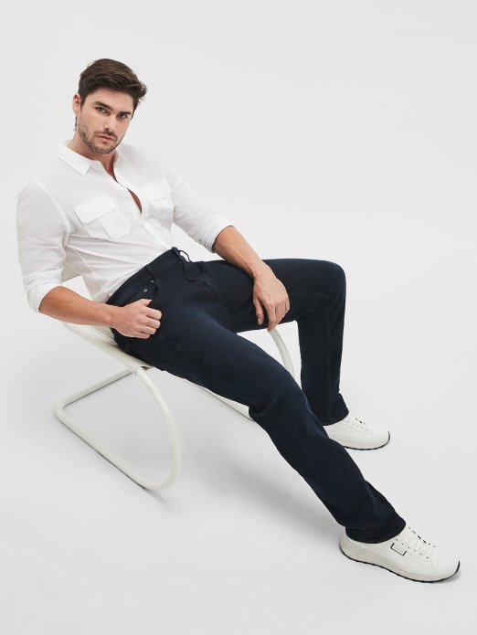 Guess Shopping Ravne Traperice Tamne Boje