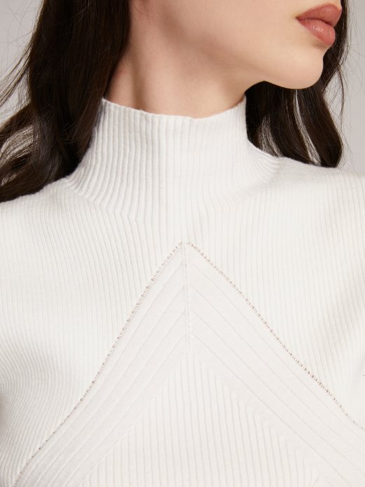 Guess Shopping Rebrasti Džemper S Kornjačinom Bijeli