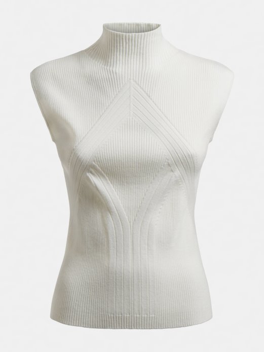 Guess Shopping Rebrasti Džemper S Kornjačinom Bijeli