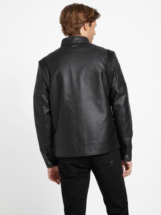 Guess Shopping Rey Moto Jakna Od Umjetne Kože Jet Crna