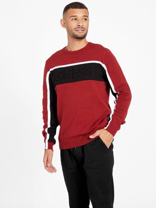 Guess Shopping Rowe Color-block Džemper Crveni Crni