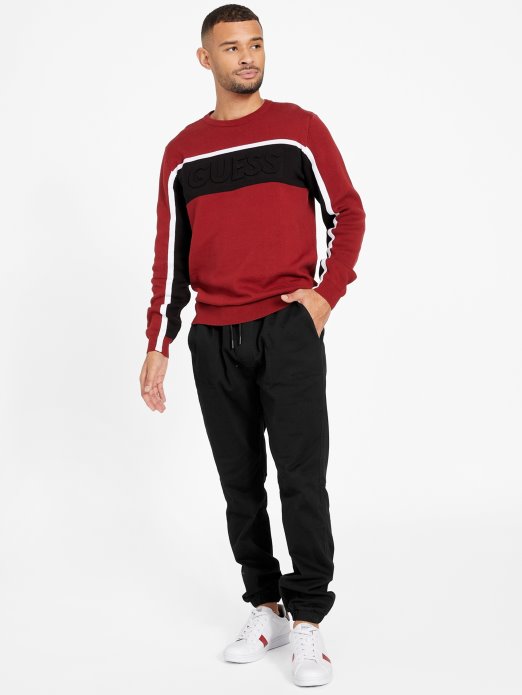 Guess Shopping Rowe Color-block Džemper Crveni Crni