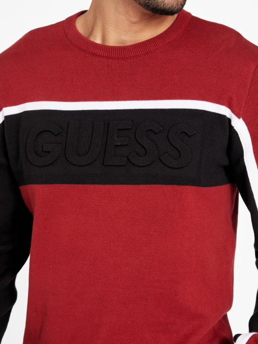 Guess Shopping Rowe Color-block Džemper Crveni Crni