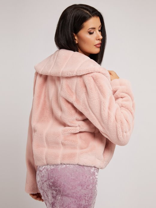 Guess Shopping Ružičasta Jakna Od Umjetnog Krzna