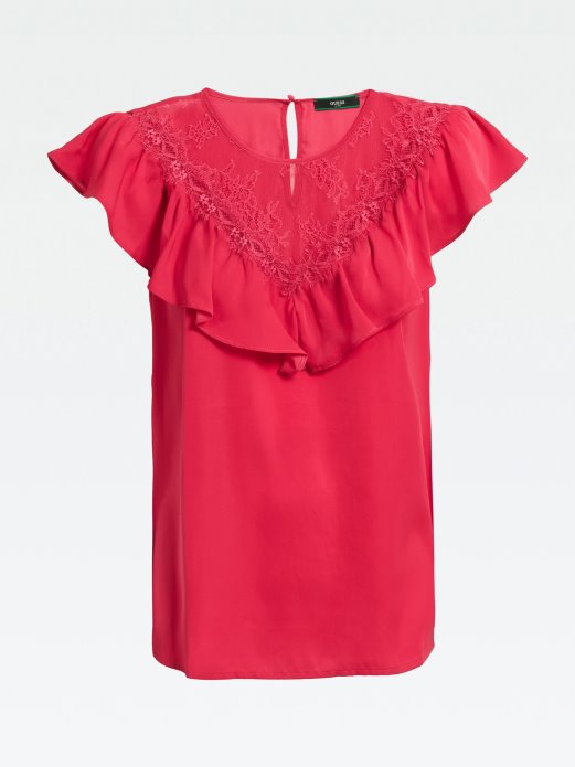 Guess Shopping Ružičasti Satenski Gornji Dio S Volanima