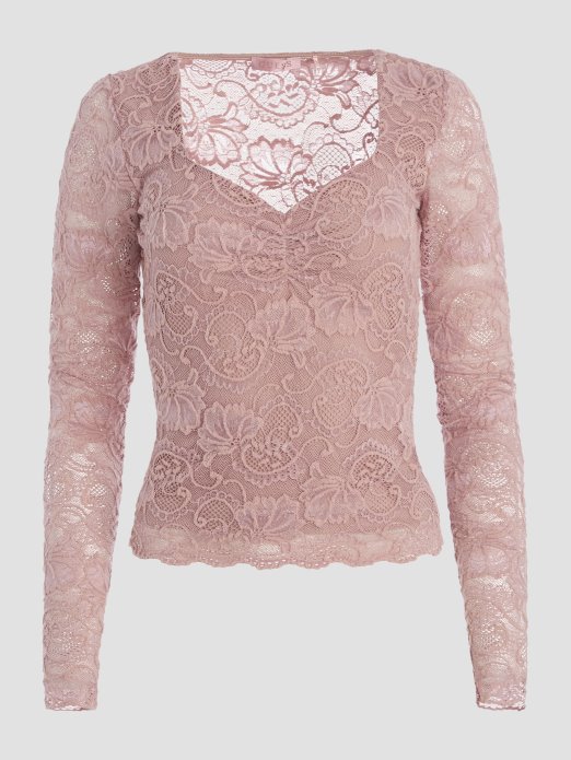 Guess Shopping Ružičasto Ljubičasta čipkasta Majica S Draguljem