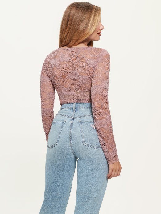 Guess Shopping Ružičasto Ljubičasta čipkasta Majica S Draguljem