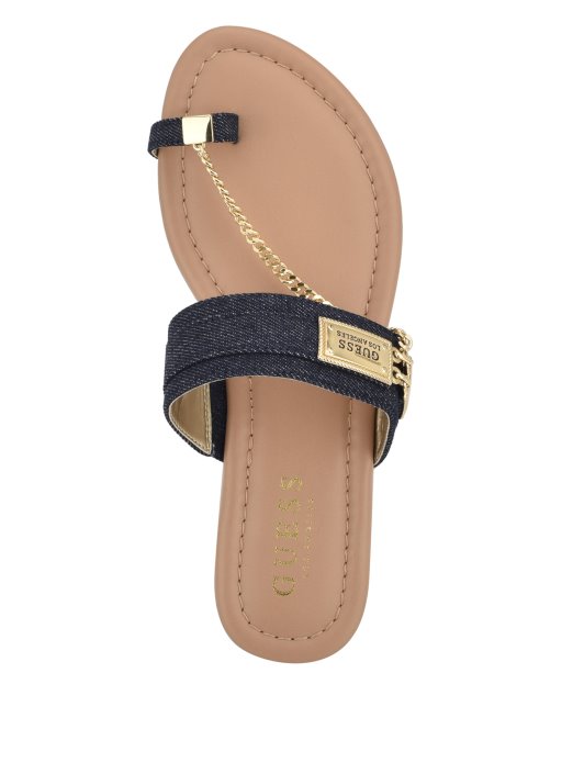 Guess Shopping Sandale S Lancem Od Tamnoplave Tkanine Landen Denim