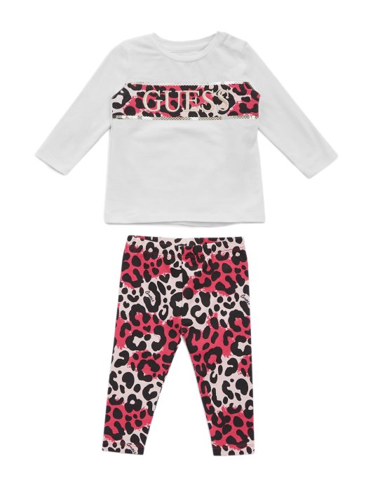 Guess Shopping Set Leopard Majice I Tajica (3-18m) Slano Bijela