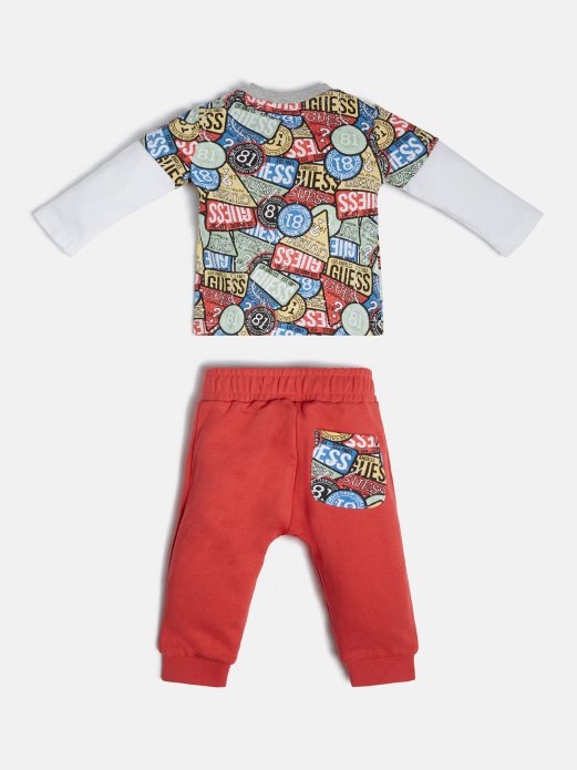 Guess Shopping Set Majica I Hlača S Višebojnim Uzorkom I Trokutom