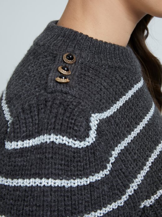 Guess Shopping Sivi Višeprugasti Pulover Od Mješavine Vune