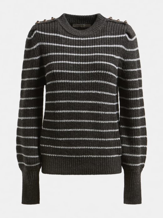 Guess Shopping Sivi Višeprugasti Pulover Od Mješavine Vune