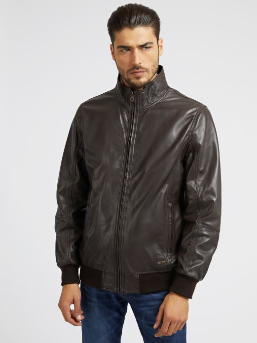 Guess Shopping Smeđa Jakna Od Prave Kože