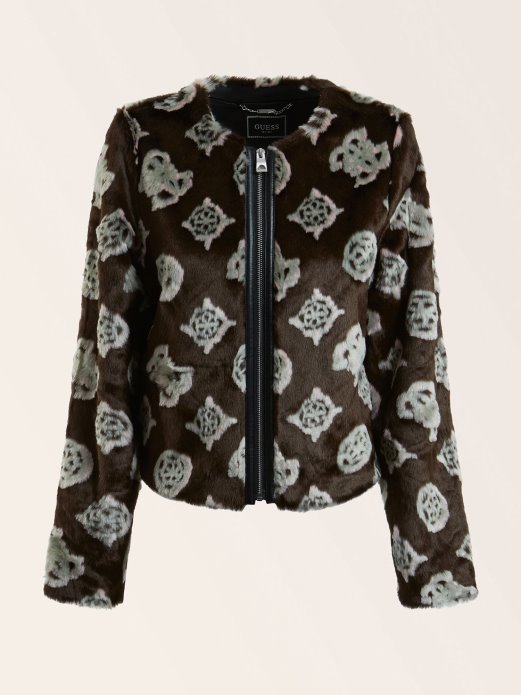 Guess Shopping Smeđa Kratka Jakna Od Umjetnog Krzna