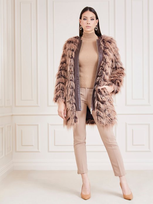 Guess Shopping Smeđi Marciano Kaput Od Umjetnog Krzna