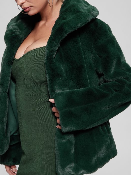Guess Shopping Sophy Jakna Od Umjetnog Krzna Moss Mat