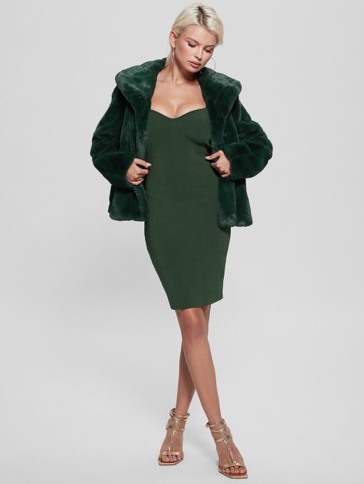 Guess Shopping Sophy Jakna Od Umjetnog Krzna Moss Mat