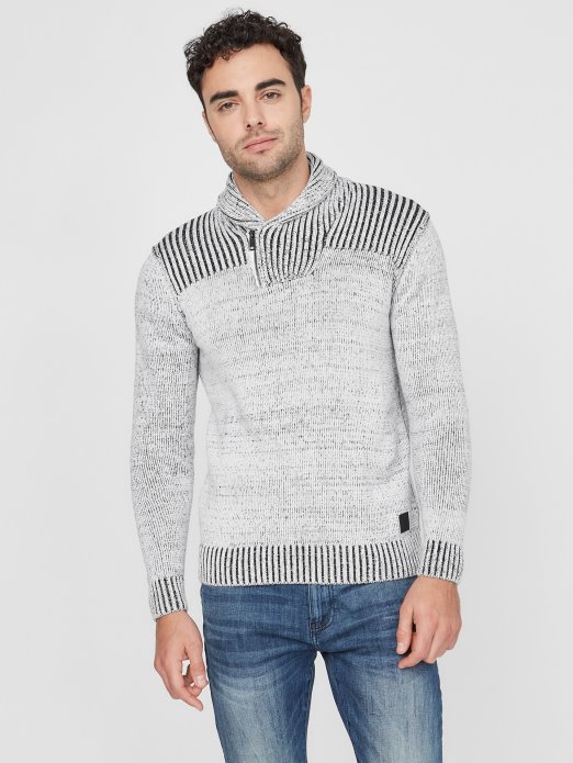 Guess Shopping Svijetli Melange Sivi Džemper S Ljuskastim šalom