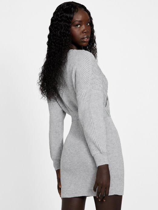 Guess Shopping Svijetlo Melange Siva Morant Džemper Haljina