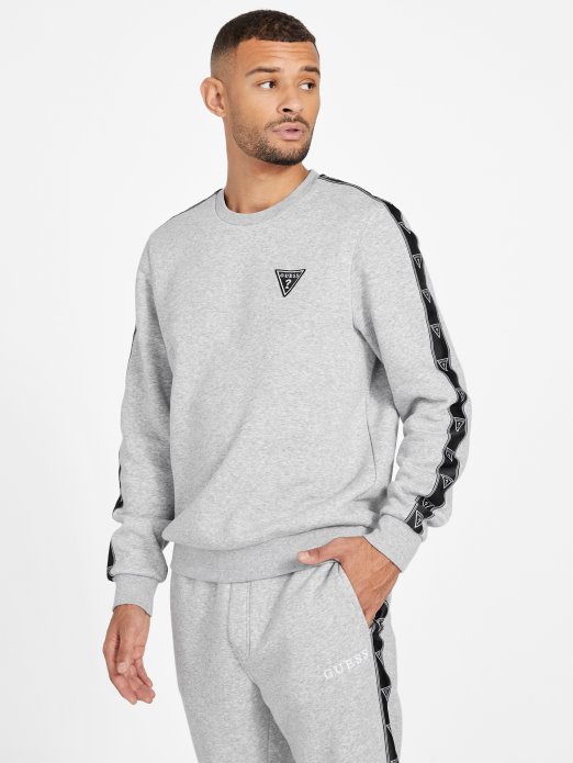 Guess Shopping Svijetlo Melange Sivi Pulover S Okruglim Izrezom S Logotipom