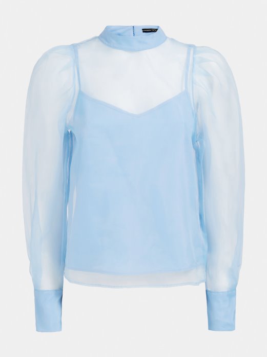 Guess Shopping Svijetloplava Prozirna Bluza S Detaljima
