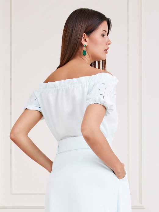 Guess Shopping Svijetloplavi Marciano Top S Otvorenim Ramenima