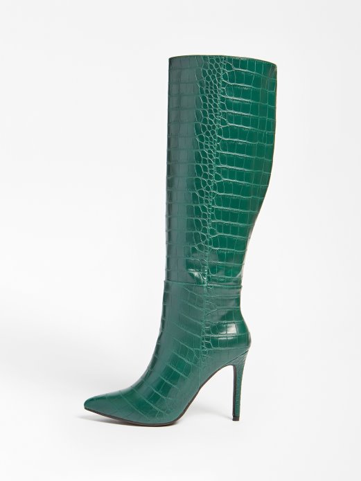 Guess Shopping Svjetlo Zelene Ruke Croc Print High Boot