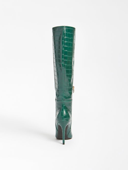 Guess Shopping Svjetlo Zelene Ruke Croc Print High Boot