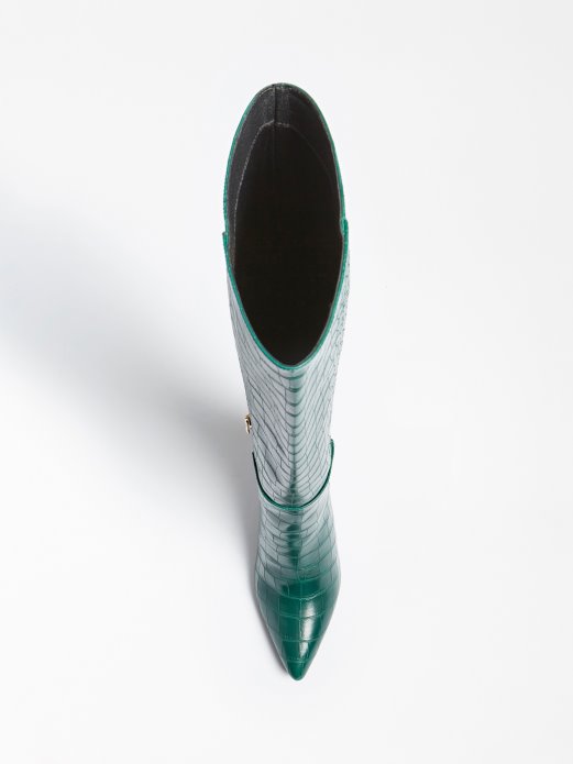 Guess Shopping Svjetlo Zelene Ruke Croc Print High Boot