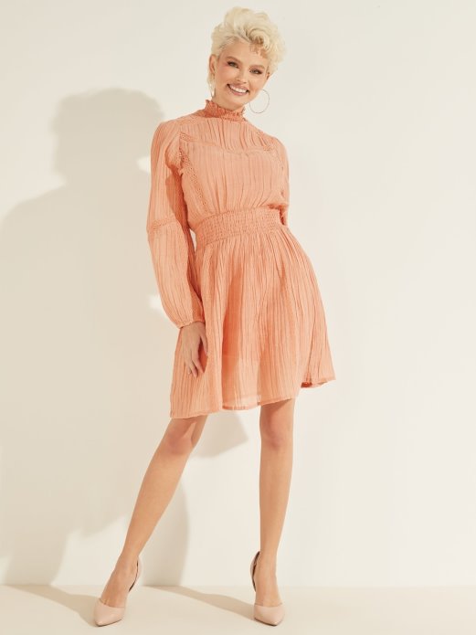 Guess Shopping Svjetloružičasta Haljina Od Mješavine Pamuka