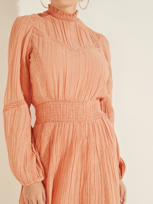 Guess Shopping Svjetloružičasta Haljina Od Mješavine Pamuka