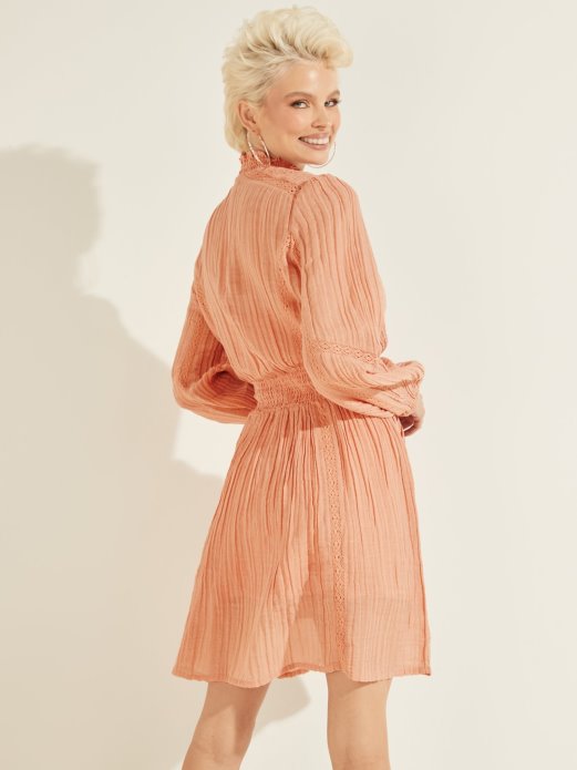 Guess Shopping Svjetloružičasta Haljina Od Mješavine Pamuka