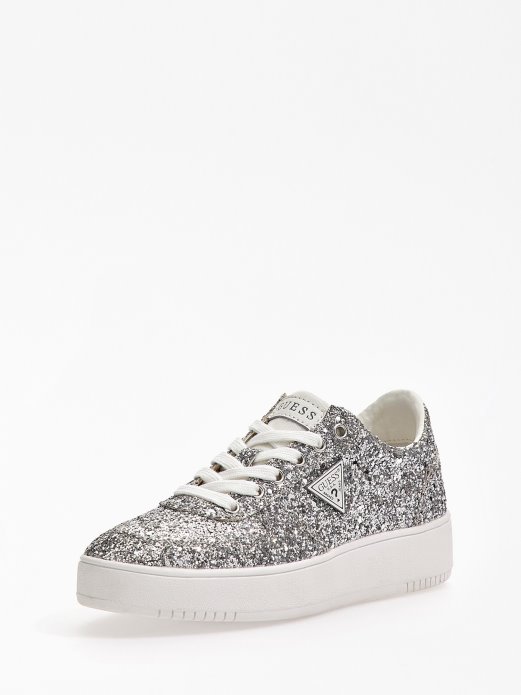 Guess Shopping Svjetlucave Sidny Tenisice Srebrne