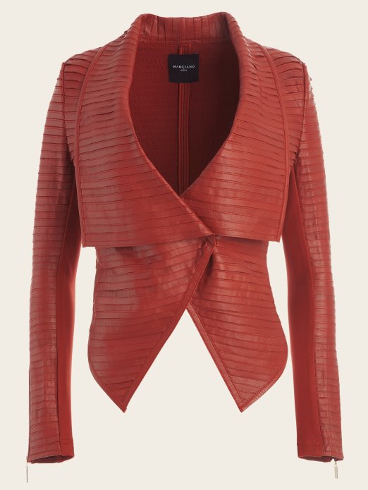 Guess Shopping Tamna Marmelada Crvena Shayna Drape Kožna Jakna