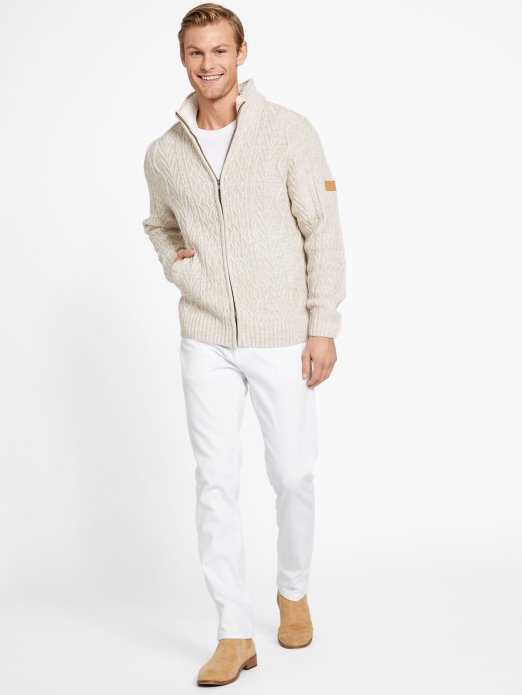 Guess Shopping Toast Taupe Lane Pulover S Patentnim Zatvaračem Od Mješavine Vune