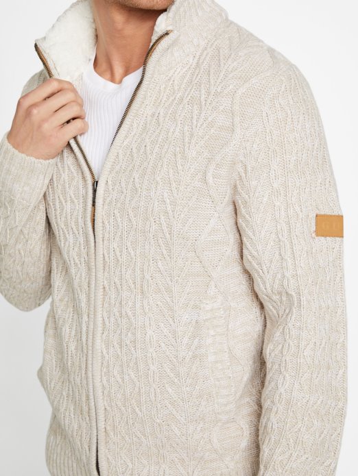 Guess Shopping Toast Taupe Lane Pulover S Patentnim Zatvaračem Od Mješavine Vune