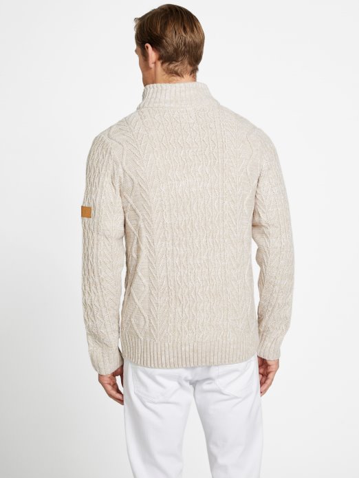 Guess Shopping Toast Taupe Lane Pulover S Patentnim Zatvaračem Od Mješavine Vune