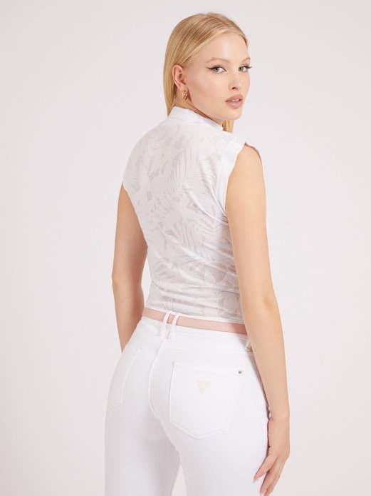 Guess Shopping Top S Ovratnikom Bijeli Multi