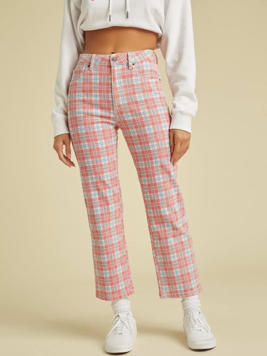 Guess Shopping Traper Hlače Opuštenog Kroja Crvene Multi