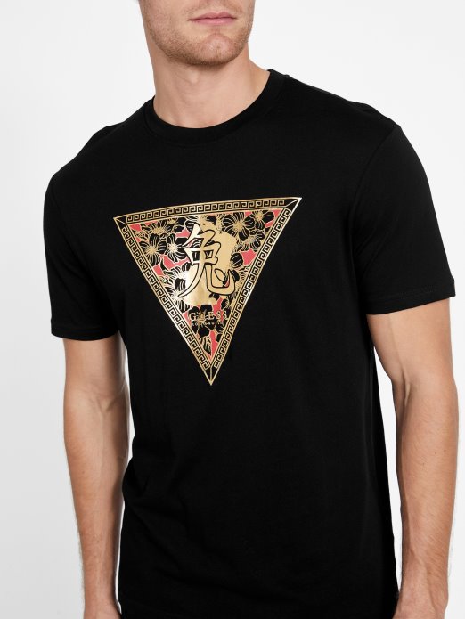 Guess Shopping Trenton Majica S Ovratnikom Jet Crna