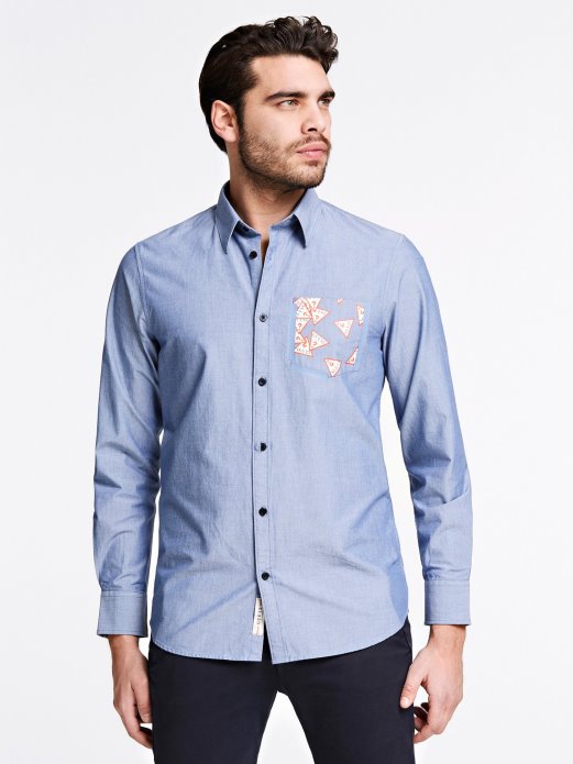 Guess Shopping Triangle Majica S Logotipom Svijetloplava