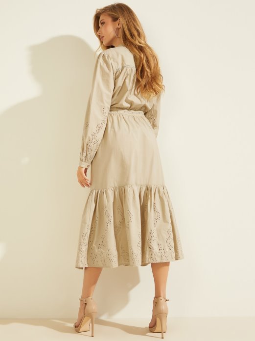 Guess Shopping Vez Pamuk Duga Haljina Bež