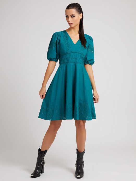 Guess Shopping Vez Pamučna Haljina Petroleum