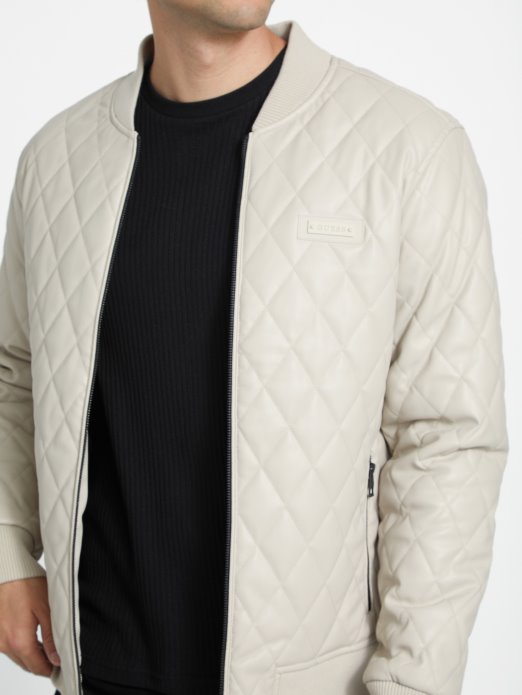 Guess Shopping Vintage Bijela Peter Prošivena Jakna Od Umjetne Kože