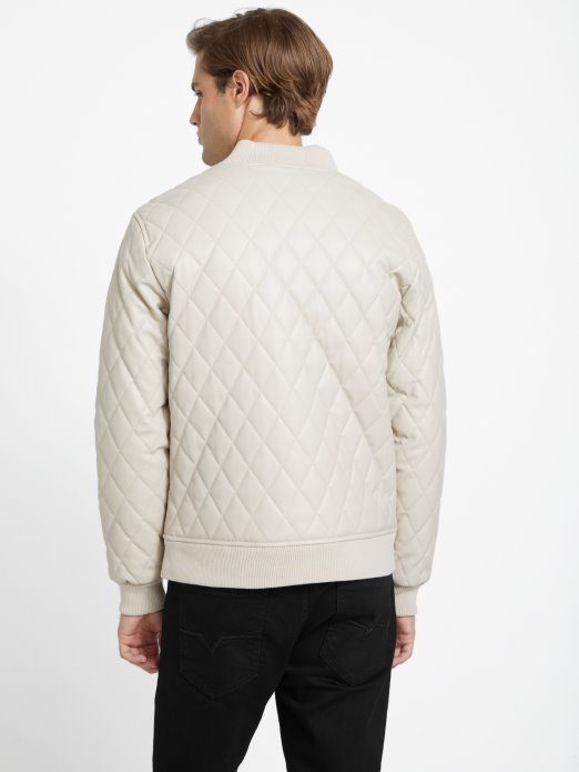 Guess Shopping Vintage Bijela Peter Prošivena Jakna Od Umjetne Kože